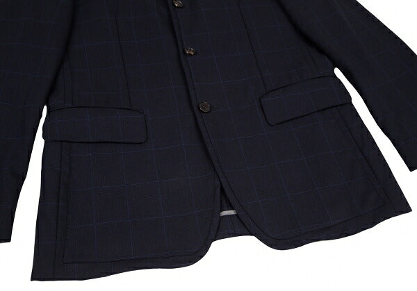COMME des GARCONS HOMME DEUX Windowpane Jacket Navy Size M