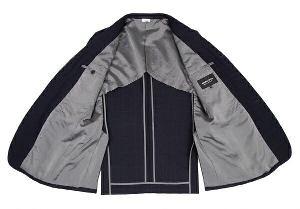 COMME des GARCONS HOMME DEUX Windowpane Jacket Navy Size M