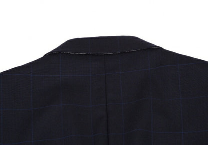 COMME des GARCONS HOMME DEUX Windowpane Jacket Navy Size M