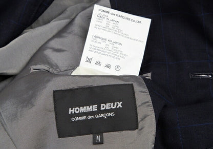 COMME des GARCONS HOMME DEUX Windowpane Jacket Navy Size M