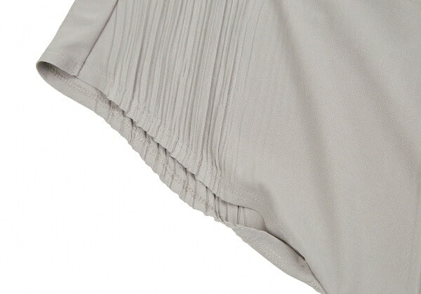 ISSEY MIYAKE Diagonal Pleat V-Neck Tunic Greige Blouse Size 2
