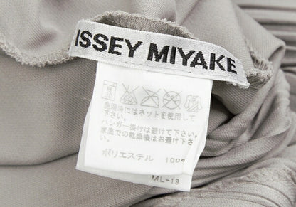ISSEY MIYAKE Diagonal Pleat V-Neck Tunic Greige Blouse Size 2