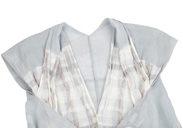 ISSEY MIYAKE Check Panel Linen Cotton Vest White/Gray Size 2
