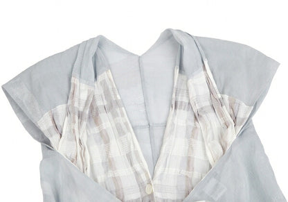ISSEY MIYAKE Check Panel Linen Cotton Vest White/Gray Size 2