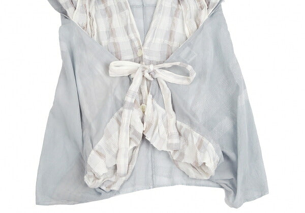 ISSEY MIYAKE Check Panel Linen Cotton Vest White/Gray Size 2