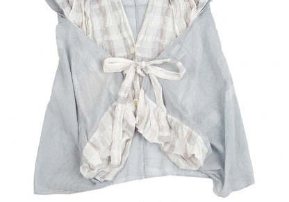 ISSEY MIYAKE Check Panel Linen Cotton Vest White/Gray Size 2