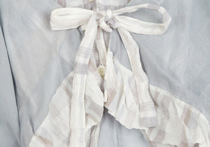 ISSEY MIYAKE Check Panel Linen Cotton Vest White/Gray Size 2