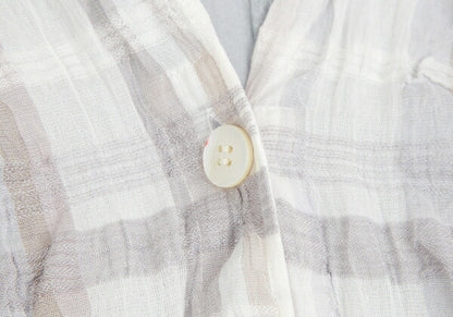 ISSEY MIYAKE Check Panel Linen Cotton Vest White/Gray Size 2
