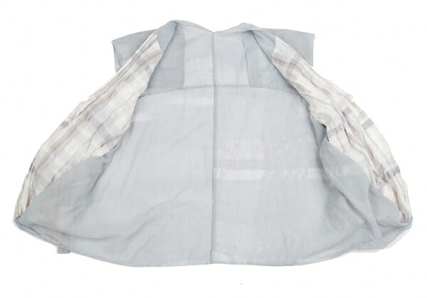 ISSEY MIYAKE Check Panel Linen Cotton Vest White/Gray Size 2