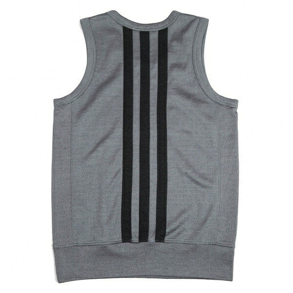 Y-3 Poly Cotton Back 3-Stripe Sleeveless Top Gray