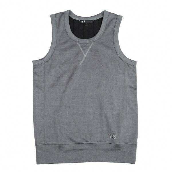 Y-3 Poly Cotton Back 3-Stripe Sleeveless Top Gray