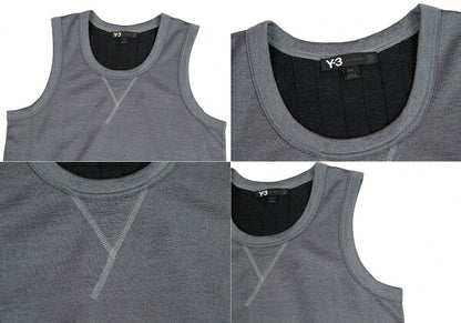Y-3 Poly Cotton Back 3-Stripe Sleeveless Top Gray