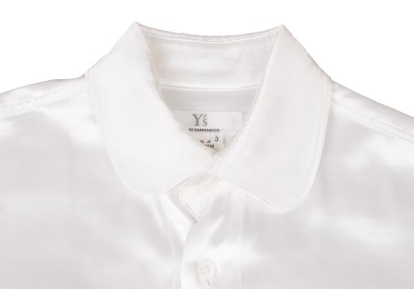Y's Rayon Satin Round Collar Button-Up Shirt White Size 3