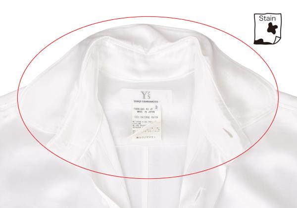 Y's Rayon Satin Round Collar Button-Up Shirt White Size 3