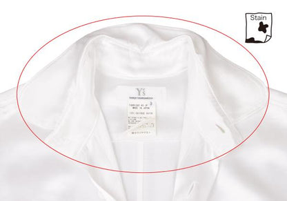 Y's Rayon Satin Round Collar Button-Up Shirt White Size 3
