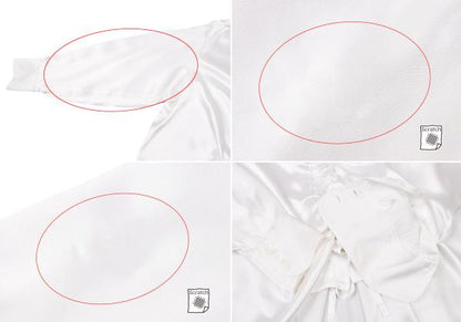 Y's Rayon Satin Round Collar Button-Up Shirt White Size 3