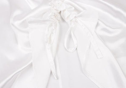 Y's Rayon Satin Round Collar Button-Up Shirt White Size 3
