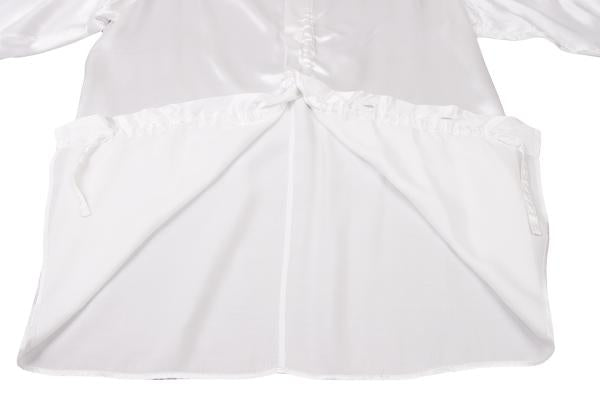 Y's Rayon Satin Round Collar Button-Up Shirt White Size 3
