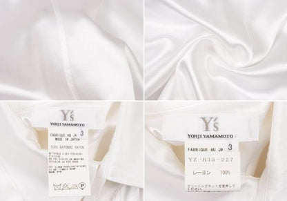 Y's Rayon Satin Round Collar Button-Up Shirt White Size 3
