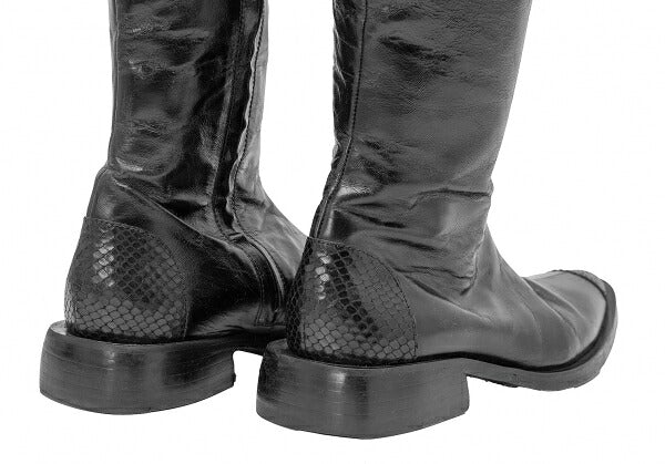CoSTUMENATIONAL Croco Embossed Leather Boots Black Size 36.5