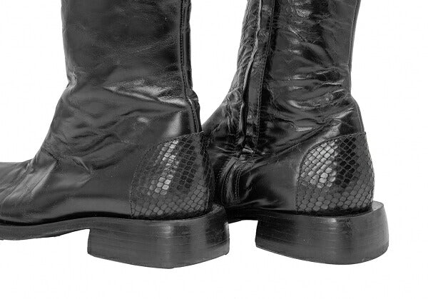 CoSTUMENATIONAL Croco Embossed Leather Boots Black Size 36.5