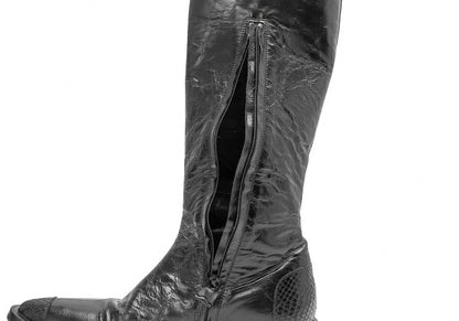 CoSTUMENATIONAL Croco Embossed Leather Boots Black Size 36.5
