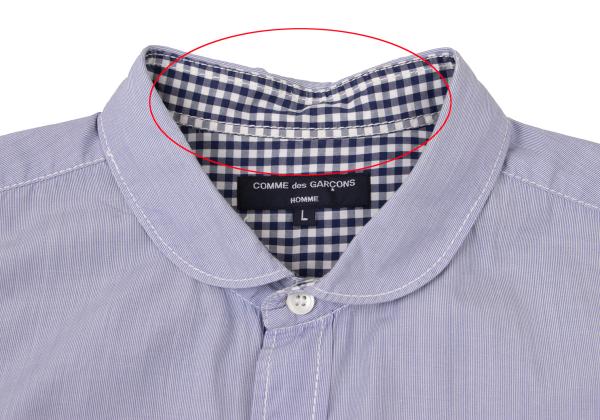 COMME des GARCONS HOMME Stripe Round Shirt Blue Size L