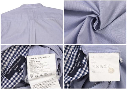 COMME des GARCONS HOMME Stripe Round Shirt Blue Size L