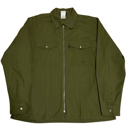 AGNES B. 1990s Zip Up Cotton Long Sleeve Shirt Olive Size 42