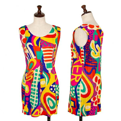 PLEATS PLEASE Graphic Print Pleated Tank Top Multi Size 3