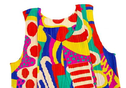 PLEATS PLEASE Graphic Print Pleated Tank Top Multi Size 3