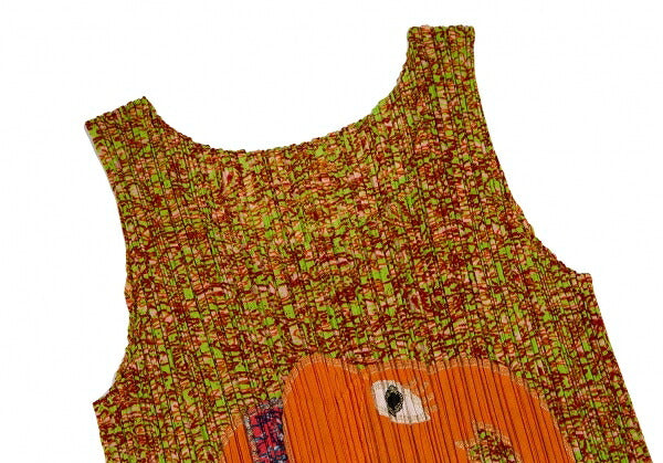 PLEATS PLEASE Elephant Patch Graphic Print Top Green Size 3