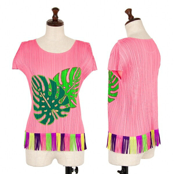 PLEATS PLEASE Pleated Leaf Patch Fringe Pink Multi Size 3