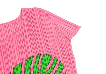 PLEATS PLEASE Pleated Leaf Patch Fringe Pink Multi Size 3