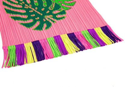 PLEATS PLEASE Pleated Leaf Patch Fringe Pink Multi Size 3