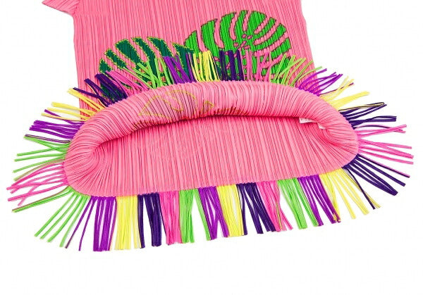 PLEATS PLEASE Pleated Leaf Patch Fringe Pink Multi Size 3