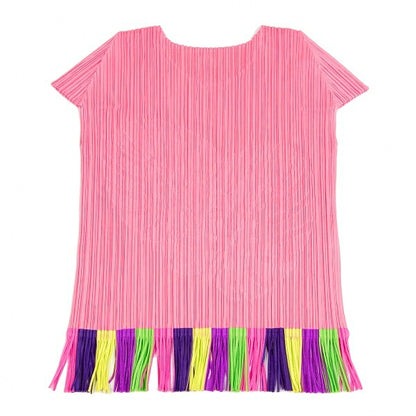 PLEATS PLEASE Pleated Leaf Patch Fringe Pink Multi Size 3