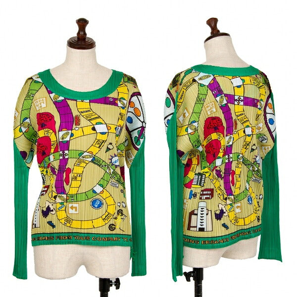 PLEATS PLEASE Sugoroku Pattern Drawcord Shirt Green Size 3