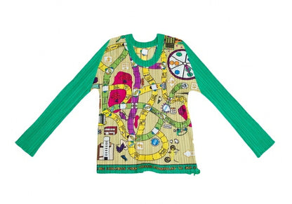 PLEATS PLEASE Sugoroku Pattern Drawcord Shirt Green Size 3