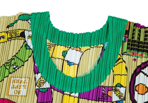 PLEATS PLEASE Sugoroku Pattern Drawcord Shirt Green Size 3