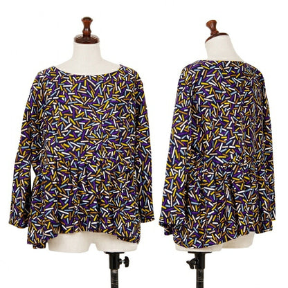 mina perhonen Cotton Light Stick Print Blouse Blue Size 38