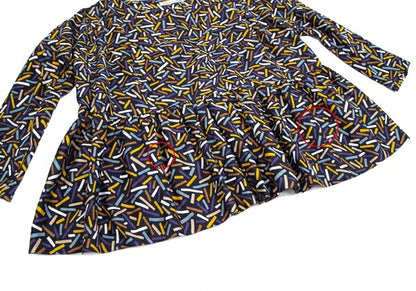 mina perhonen Cotton Light Stick Print Blouse Blue Size 38
