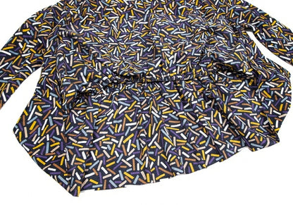 mina perhonen Cotton Light Stick Print Blouse Blue Size 38