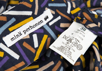 mina perhonen Cotton Light Stick Print Blouse Blue Size 38