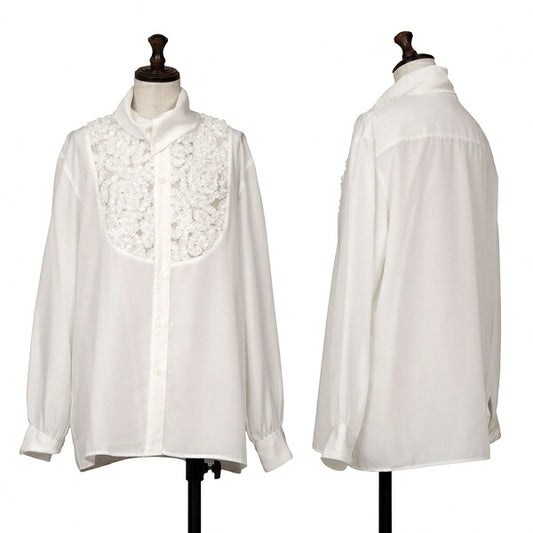 JUNIOR GAULTIER Mesh Frill Embellished Shirt White Size 40