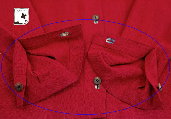 ISSEY MIYAKE Linen Floral Panel Collarless Jacket Red Size M