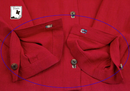 ISSEY MIYAKE Linen Floral Panel Collarless Jacket Red Size M