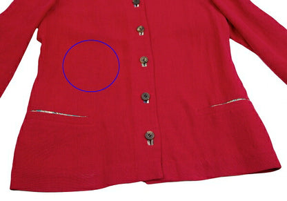 ISSEY MIYAKE Linen Floral Panel Collarless Jacket Red Size M