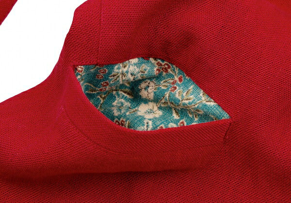 ISSEY MIYAKE Linen Floral Panel Collarless Jacket Red Size M