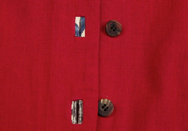 ISSEY MIYAKE Linen Floral Panel Collarless Jacket Red Size M